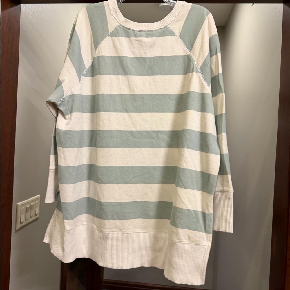 Maurices Green and White Striped Sweatshirt